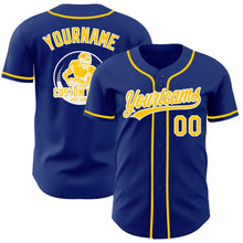 Load image into Gallery viewer, Custom Royal Yellow-White Authentic Baseball Jersey
