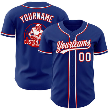 Custom Royal White-Red Authentic Baseball Jersey