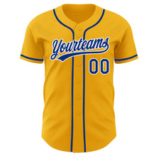 Load image into Gallery viewer, Custom Gold Royal-White Authentic Baseball Jersey
