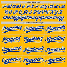 Load image into Gallery viewer, Custom Gold Royal-White Authentic Baseball Jersey
