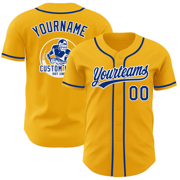 Custom Gold Royal-White Authentic Baseball Jersey