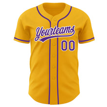 Load image into Gallery viewer, Custom Gold Purple-White Authentic Baseball Jersey
