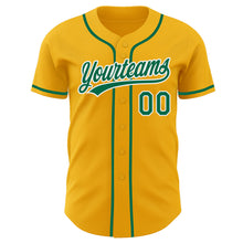 Load image into Gallery viewer, Custom Gold Kelly Green-White Authentic Baseball Jersey
