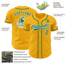 Load image into Gallery viewer, Custom Gold Kelly Green-White Authentic Baseball Jersey
