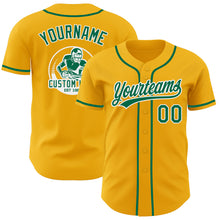 Load image into Gallery viewer, Custom Gold Kelly Green-White Authentic Baseball Jersey
