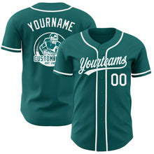 Load image into Gallery viewer, Custom Teal-White Authentic Baseball Jersey

