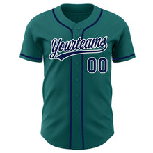 Load image into Gallery viewer, Custom Teal Navy-White Authentic Baseball Jersey
