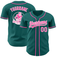 Load image into Gallery viewer, Custom Teal Pink-White Authentic Baseball Jersey
