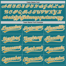 Laden Sie das Bild in den Galerie-Viewer, Custom Teal Old Gold-White Authentic Baseball Jersey
