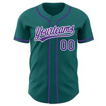 Laden Sie das Bild in den Galerie-Viewer, Custom Teal Purple-White Authentic Baseball Jersey
