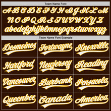 Load image into Gallery viewer, Custom Brown White-Gold Authentic Baseball Jersey
