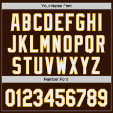 Load image into Gallery viewer, Custom Brown White-Gold Authentic Baseball Jersey
