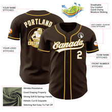 Load image into Gallery viewer, Custom Brown White-Old Gold Authentic Baseball Jersey
