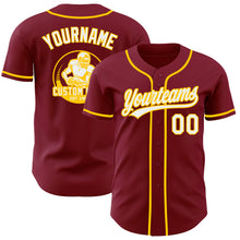 Load image into Gallery viewer, Custom Crimson White-Yellow Authentic Baseball Jersey

