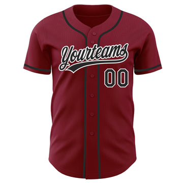 Custom Crimson Black-White Authentic Baseball Jersey