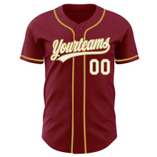 Load image into Gallery viewer, Custom Crimson White-Old Gold Authentic Baseball Jersey
