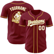 Load image into Gallery viewer, Custom Crimson White-Old Gold Authentic Baseball Jersey
