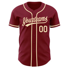 Laden Sie das Bild in den Galerie-Viewer, Custom Crimson-Cream Authentic Baseball Jersey

