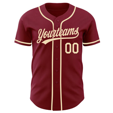 Custom Crimson-Cream Authentic Baseball Jersey