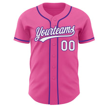 Laden Sie das Bild in den Galerie-Viewer, Custom Pink White-Purple Authentic Baseball Jersey
