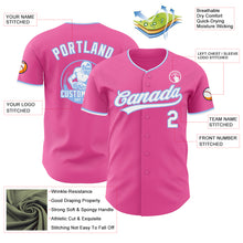 Load image into Gallery viewer, Custom Pink White-Light Blue Authentic Baseball Jersey
