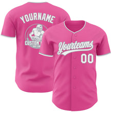 Load image into Gallery viewer, Custom Pink White-Gray Authentic Baseball Jersey

