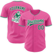 Load image into Gallery viewer, Custom Pink Kelly Green-White Authentic Baseball Jersey
