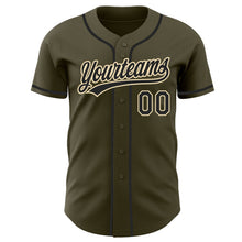 Load image into Gallery viewer, Custom Olive Black-Cream Authentic Baseball Jersey
