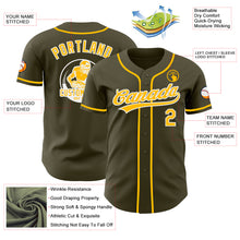 Load image into Gallery viewer, Custom Olive Gold-White Authentic Baseball Jersey
