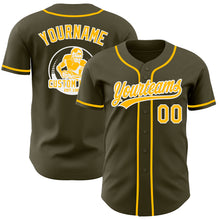 Load image into Gallery viewer, Custom Olive Gold-White Authentic Baseball Jersey
