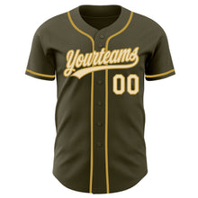 Laden Sie das Bild in den Galerie-Viewer, Custom Olive Cream-Old Gold Authentic Baseball Jersey
