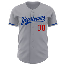 Laden Sie das Bild in den Galerie-Viewer, Custom Gray Red-Royal Authentic Baseball Jersey
