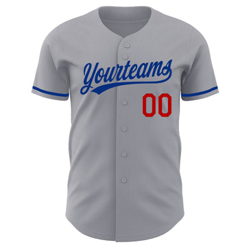 Custom Gray Red-Royal Authentic Baseball Jersey
