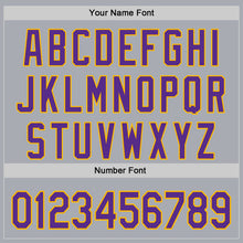 Load image into Gallery viewer, Custom Gray Purple-Gold Authentic Baseball Jersey
