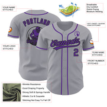Load image into Gallery viewer, Custom Gray Purple-Black Authentic Baseball Jersey
