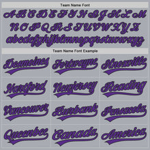 Load image into Gallery viewer, Custom Gray Purple-Black Authentic Baseball Jersey
