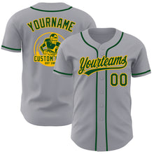 Load image into Gallery viewer, Custom Gray Green-Gold Authentic Baseball Jersey
