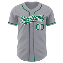 Laden Sie das Bild in den Galerie-Viewer, Custom Gray Kelly Green-White Authentic Baseball Jersey
