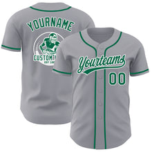 Laden Sie das Bild in den Galerie-Viewer, Custom Gray Kelly Green-White Authentic Baseball Jersey
