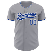 Load image into Gallery viewer, Custom Gray Royal-White Authentic Baseball Jersey
