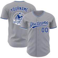 Load image into Gallery viewer, Custom Gray Royal-White Authentic Baseball Jersey

