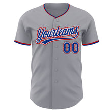 Load image into Gallery viewer, Custom Gray Royal White-Red Authentic Baseball Jersey
