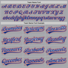 Load image into Gallery viewer, Custom Gray Royal White-Red Authentic Baseball Jersey
