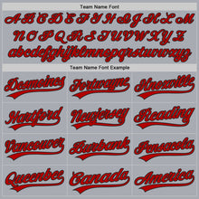 Load image into Gallery viewer, Custom Gray Red-Black Authentic Baseball Jersey
