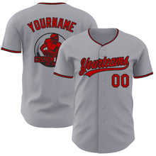 Load image into Gallery viewer, Custom Gray Red-Black Authentic Baseball Jersey
