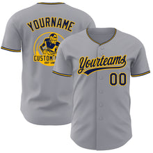 Laden Sie das Bild in den Galerie-Viewer, Custom Gray Navy-Gold Authentic Baseball Jersey
