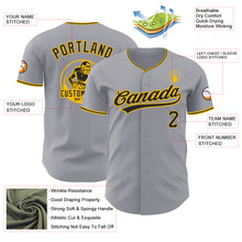 Load image into Gallery viewer, Custom Gray Black-Gold Authentic Baseball Jersey
