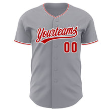 Load image into Gallery viewer, Custom Gray Red-White Authentic Baseball Jersey
