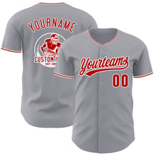 Load image into Gallery viewer, Custom Gray Red-White Authentic Baseball Jersey
