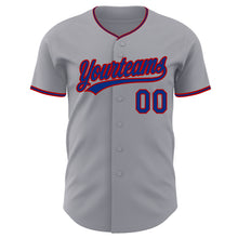 Load image into Gallery viewer, Custom Gray Royal-Red Authentic Baseball Jersey
